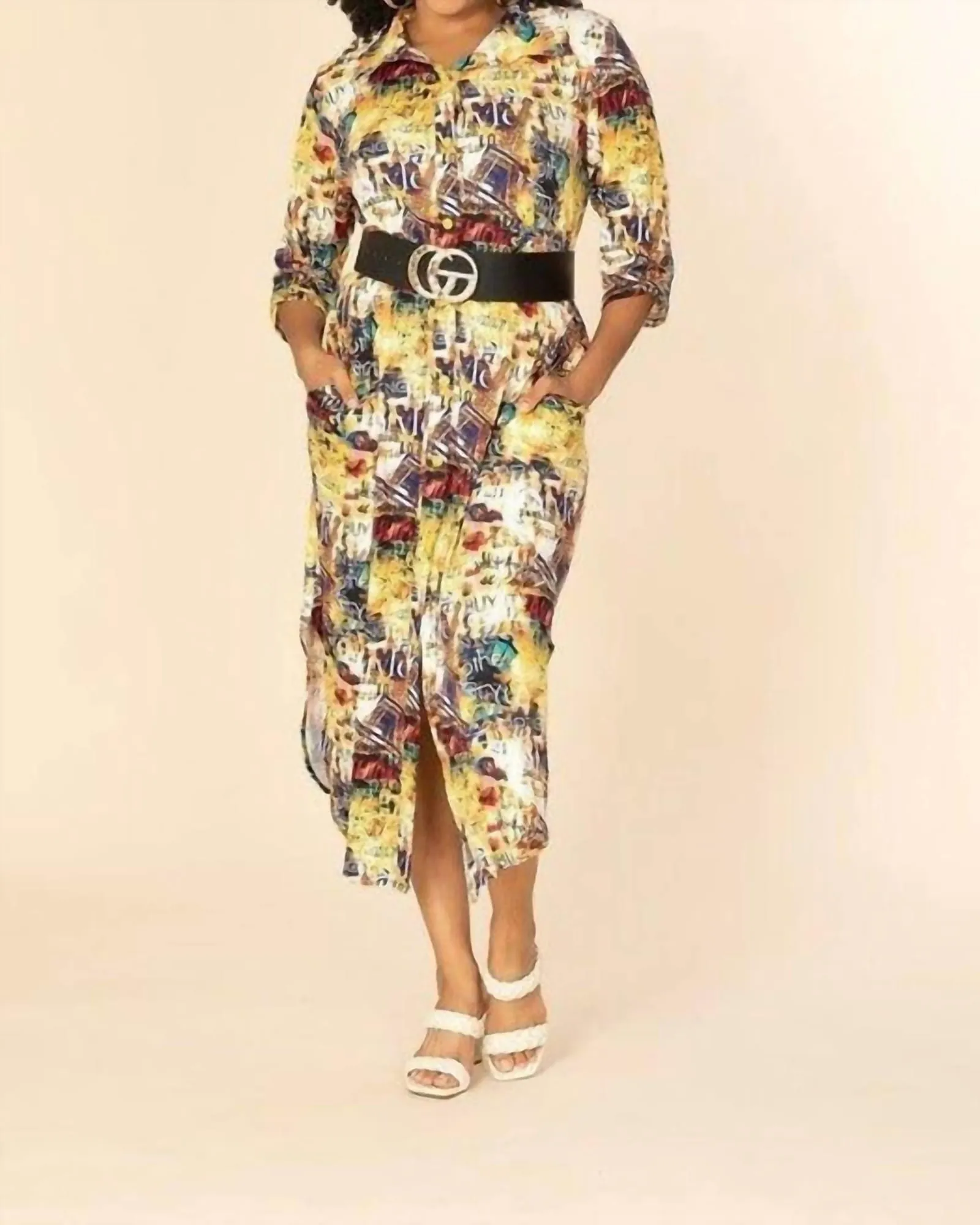 Timeless Sandra Button Down Dress in Multi | Multi