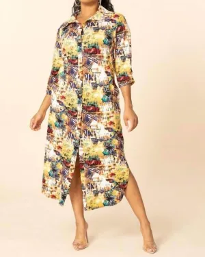 Timeless Sandra Button Down Dress in Multi | Multi