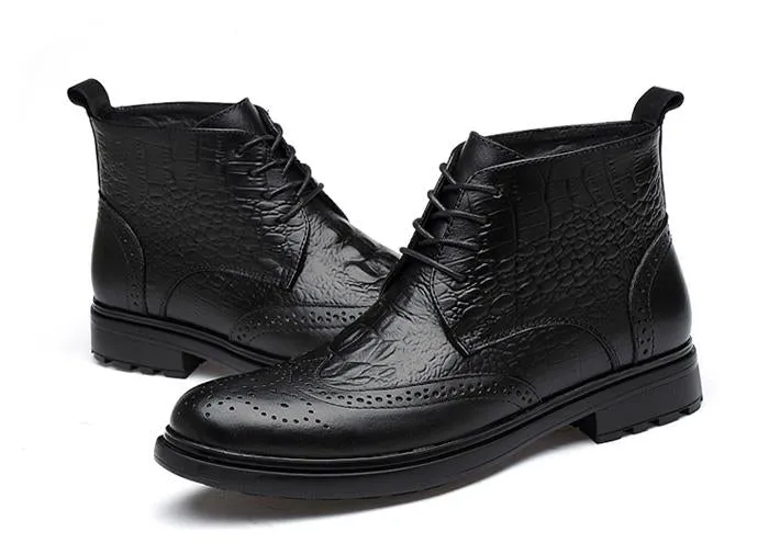 West Louis Alligator Design Chelsea Boots With Laces