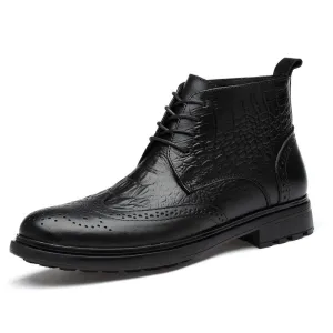 West Louis Alligator Design Chelsea Boots With Laces