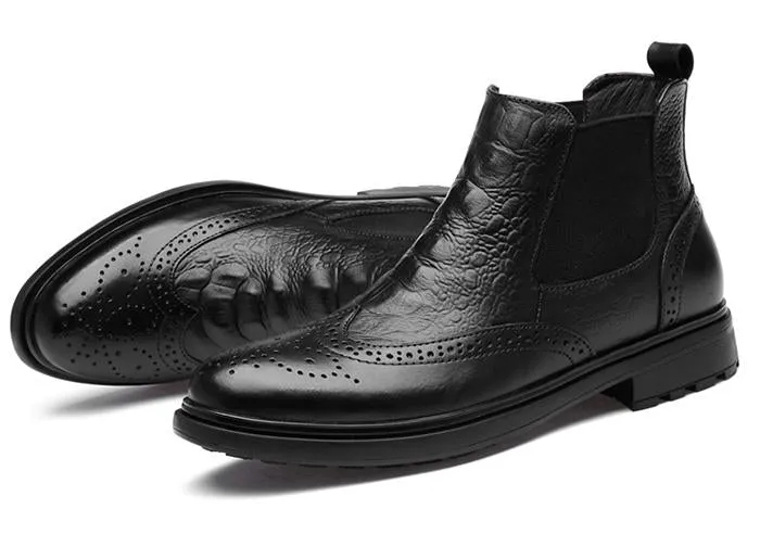 West Louis Alligator Design Chelsea Boots