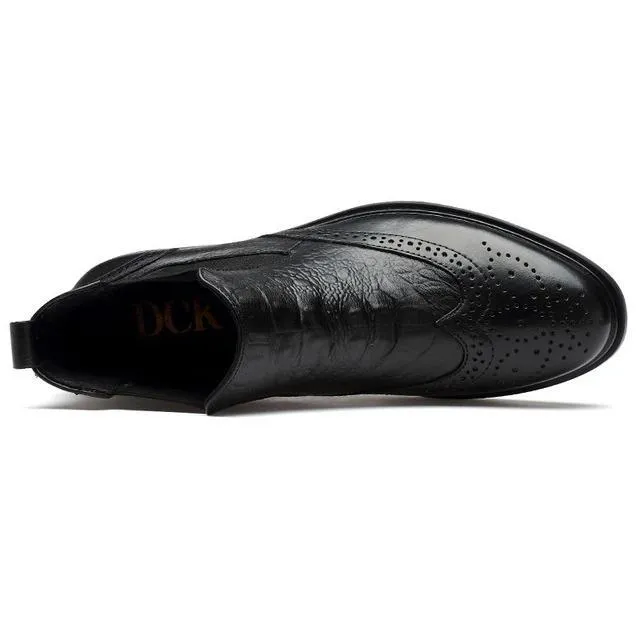 West Louis Alligator Design Chelsea Boots