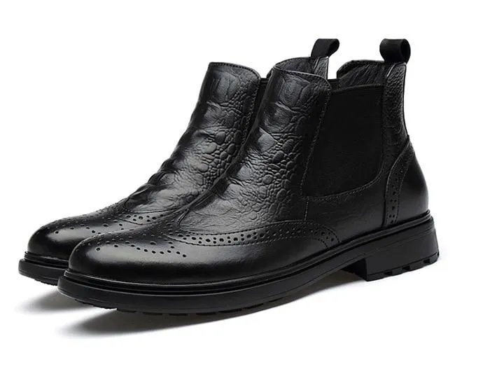 West Louis Alligator Design Chelsea Boots
