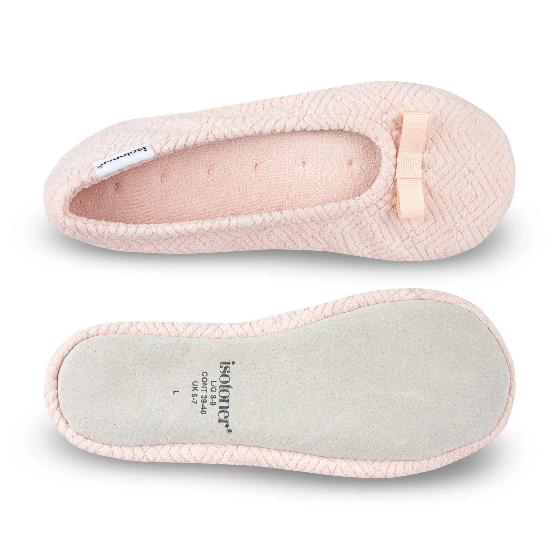 Women's Diamond Microterry Gemma Ballerina Slipper with Memory Foam