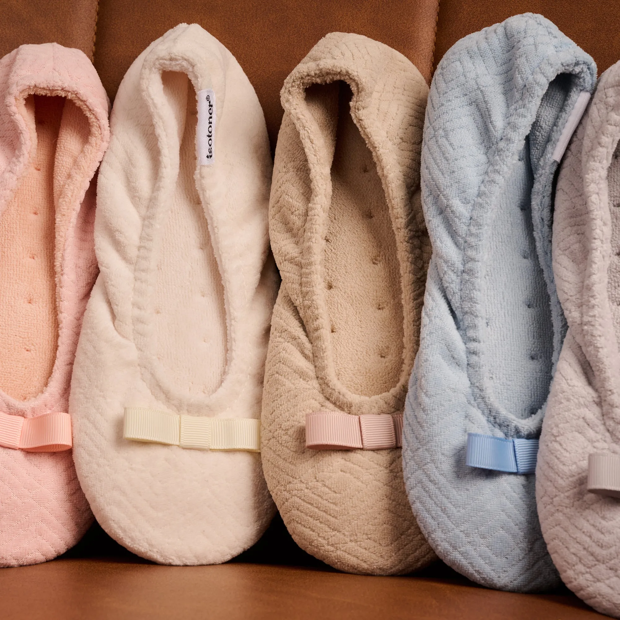 Women's Diamond Microterry Gemma Ballerina Slipper with Memory Foam