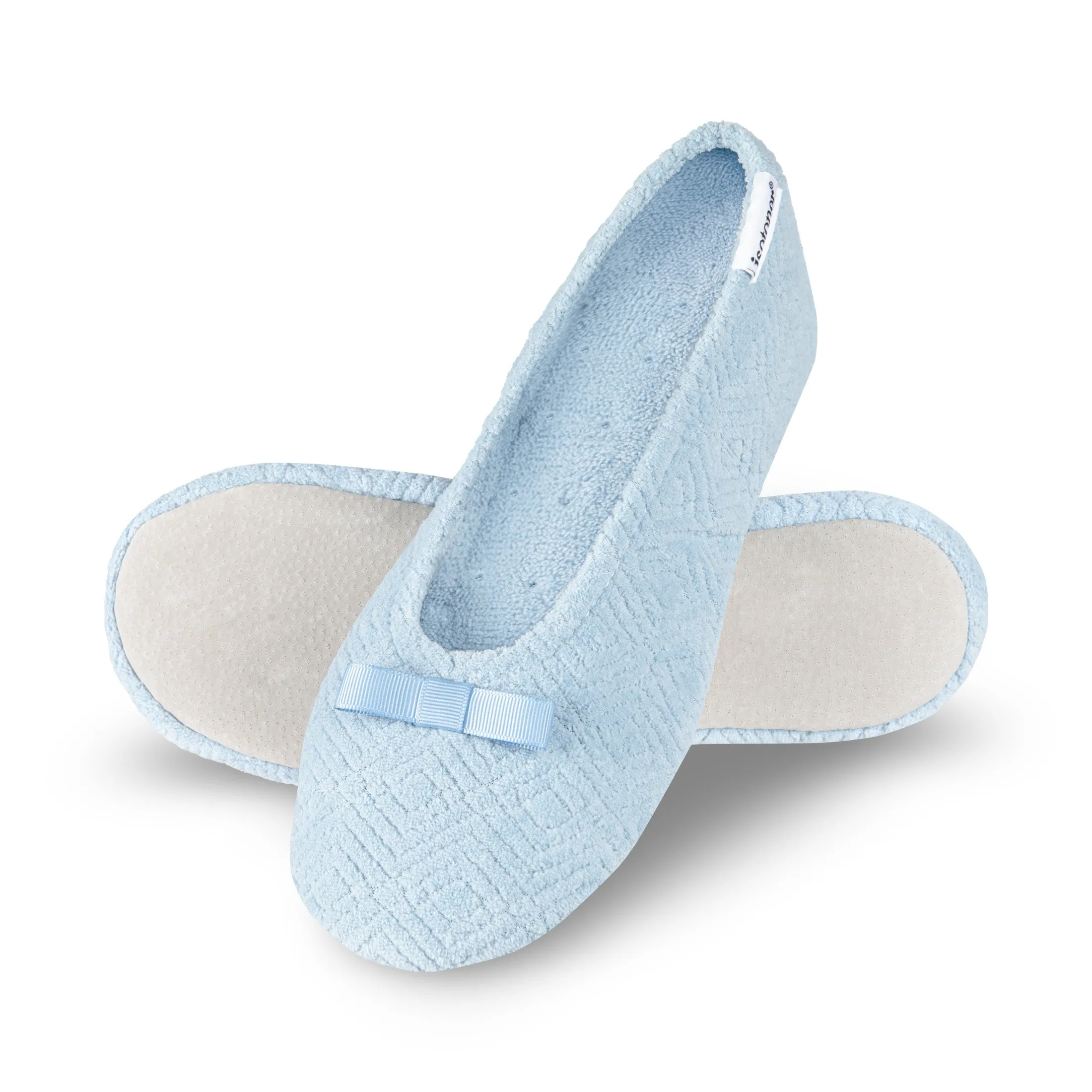 Women's Diamond Microterry Gemma Ballerina Slipper with Memory Foam