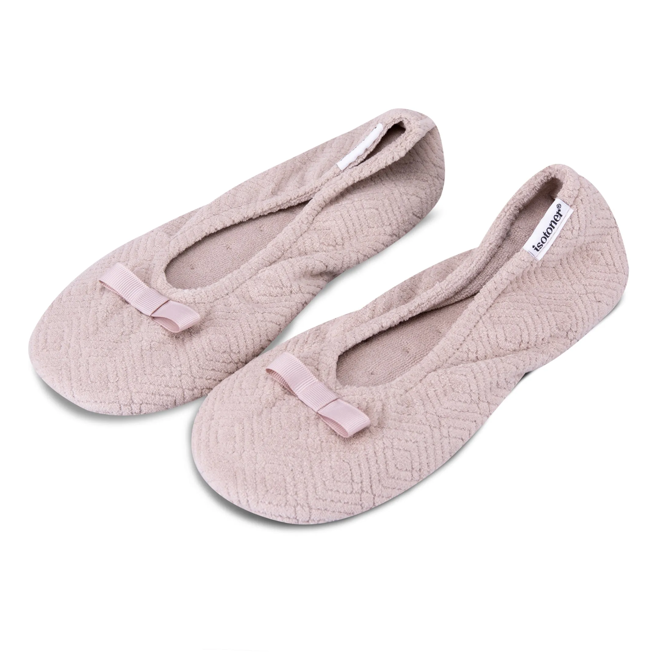 Women's Diamond Microterry Gemma Ballerina Slipper with Memory Foam