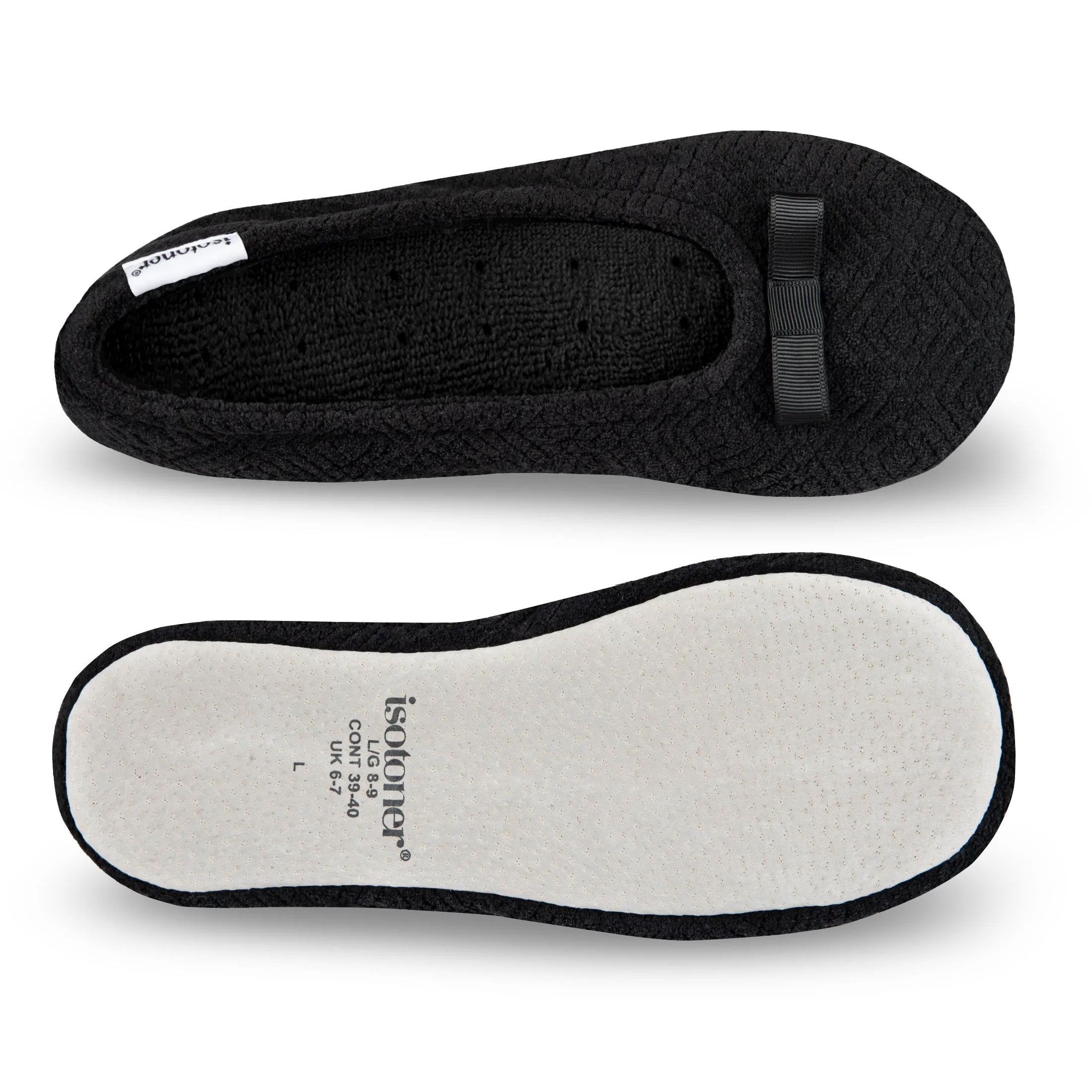 Women's Diamond Microterry Gemma Ballerina Slipper with Memory Foam