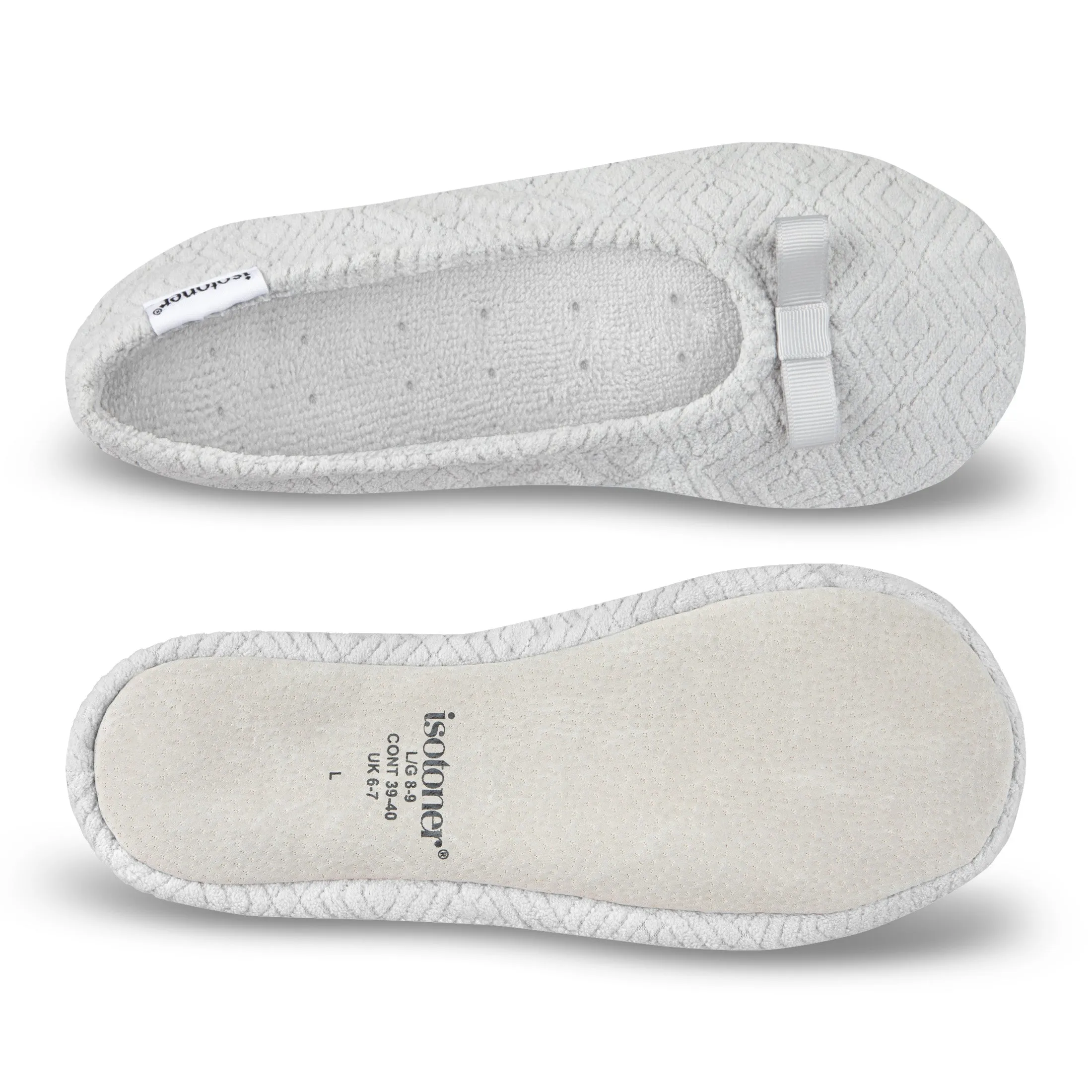 Women's Diamond Microterry Gemma Ballerina Slipper with Memory Foam