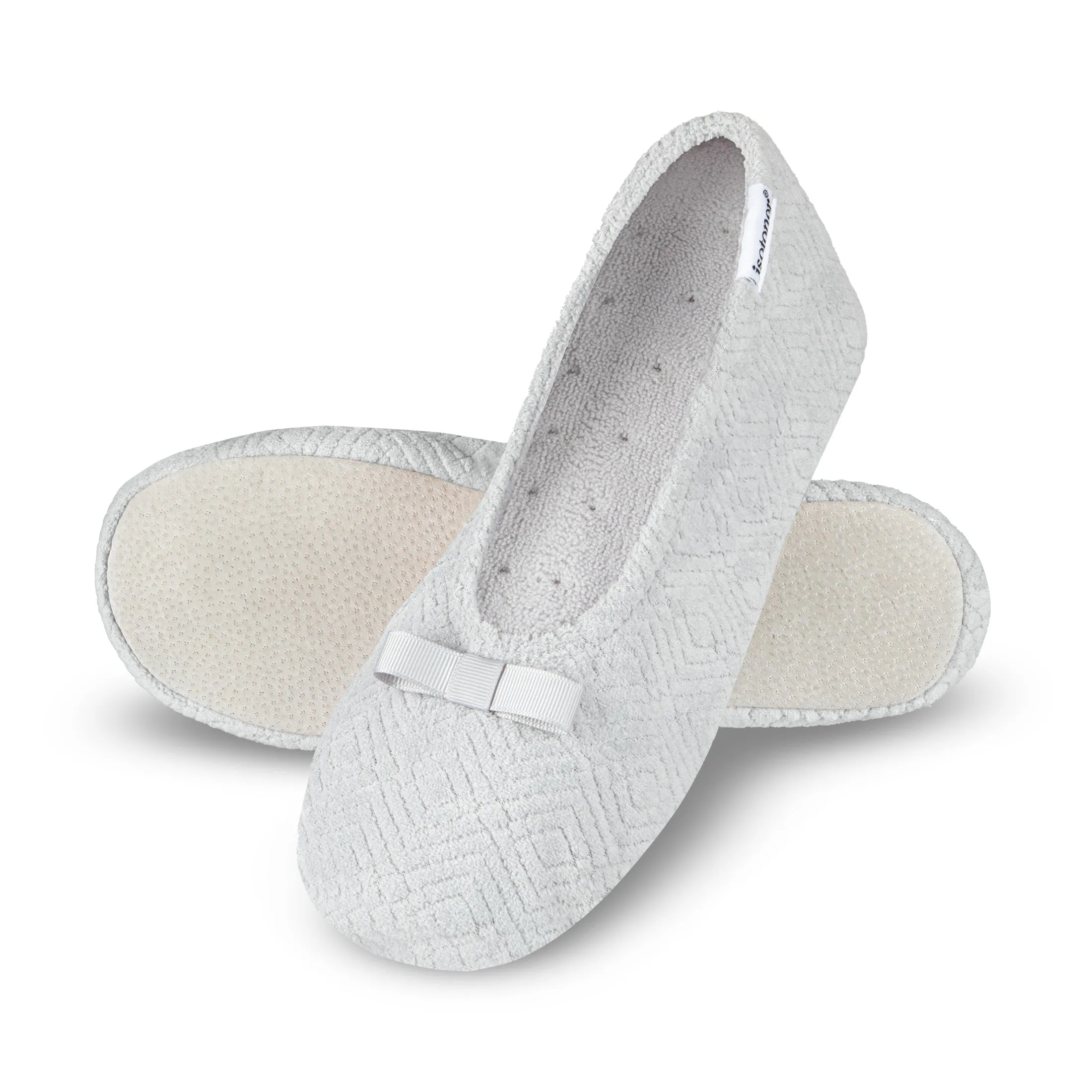 Women's Diamond Microterry Gemma Ballerina Slipper with Memory Foam