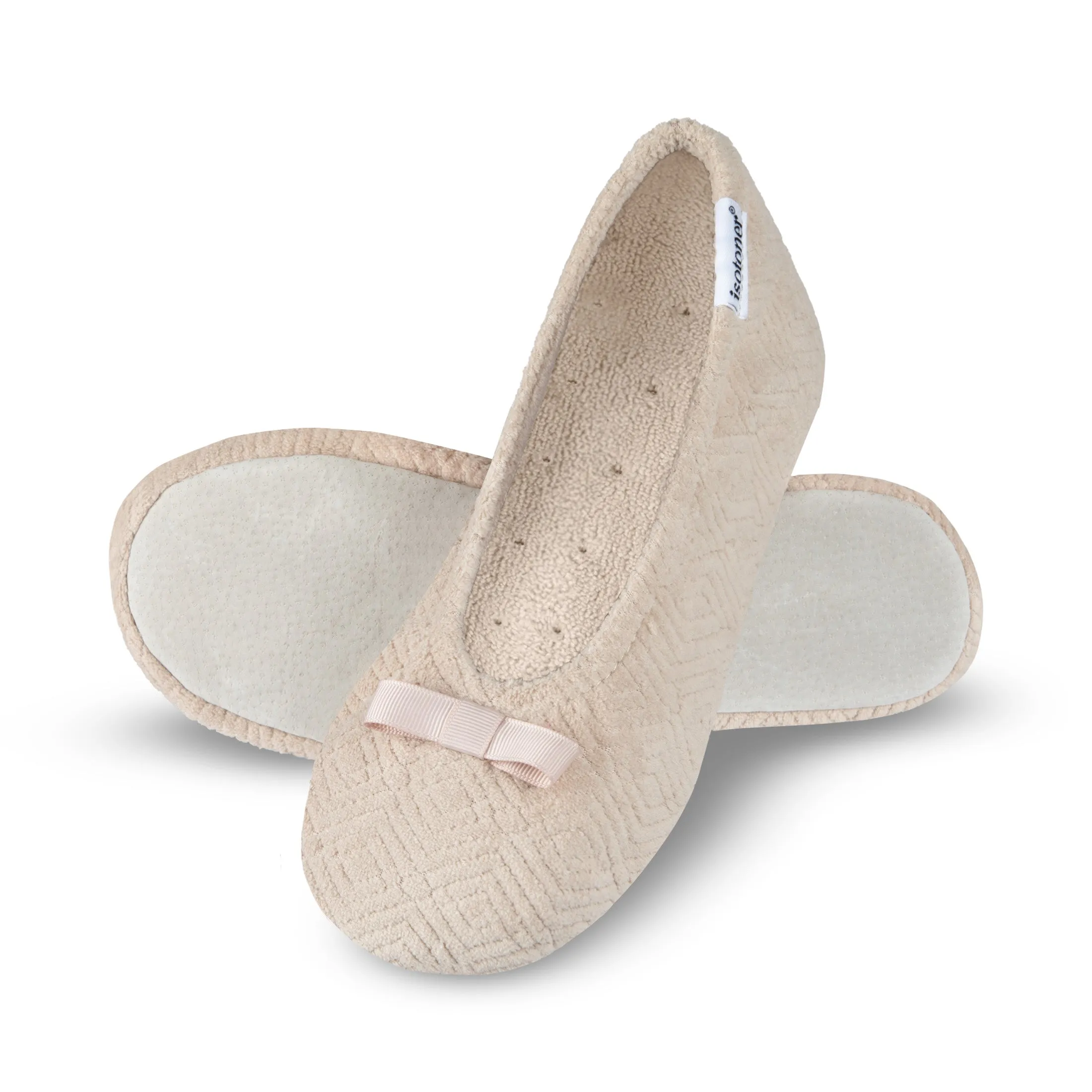 Women's Diamond Microterry Gemma Ballerina Slipper with Memory Foam