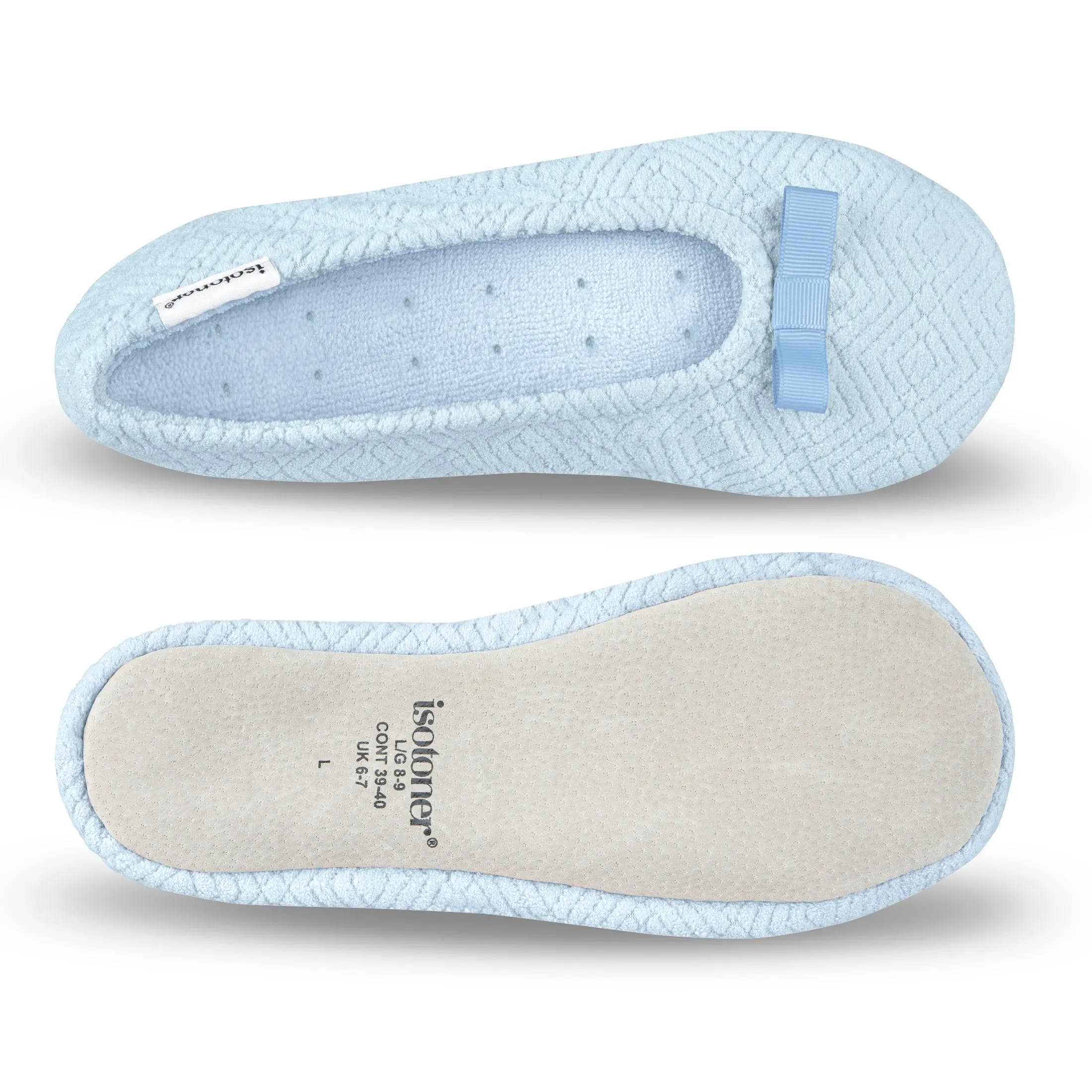 Women's Diamond Microterry Gemma Ballerina Slipper with Memory Foam