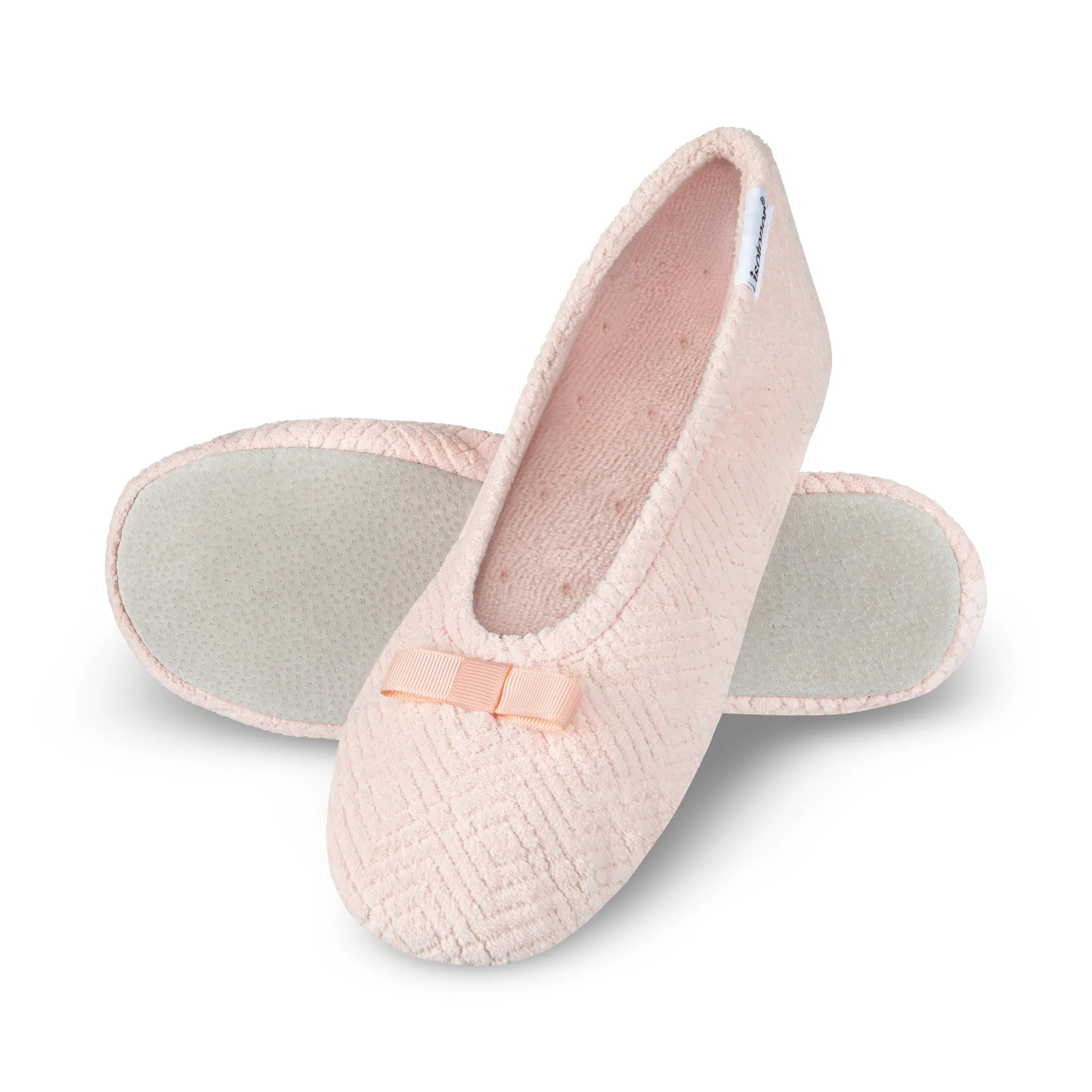 Women's Diamond Microterry Gemma Ballerina Slipper with Memory Foam
