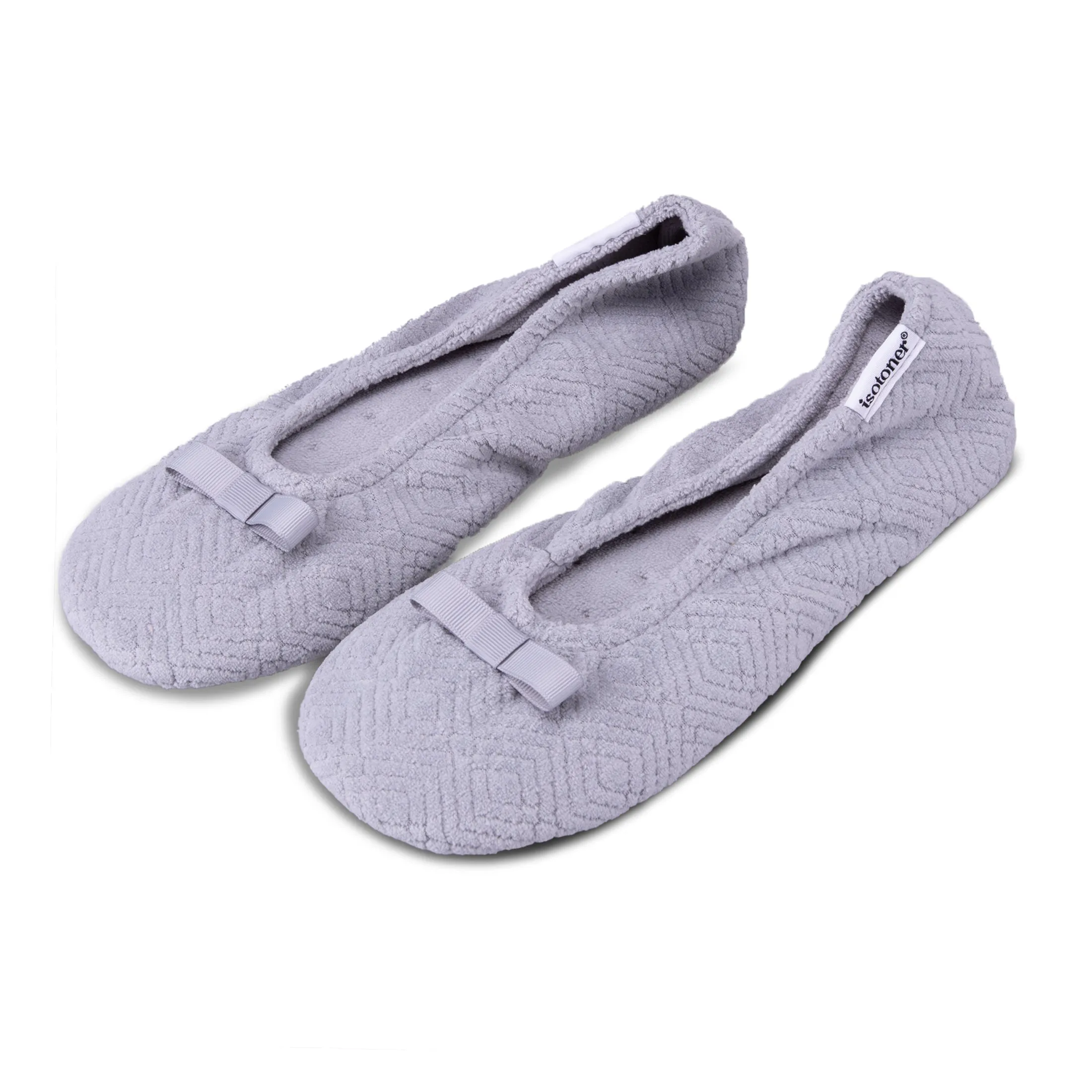 Women's Diamond Microterry Gemma Ballerina Slipper with Memory Foam