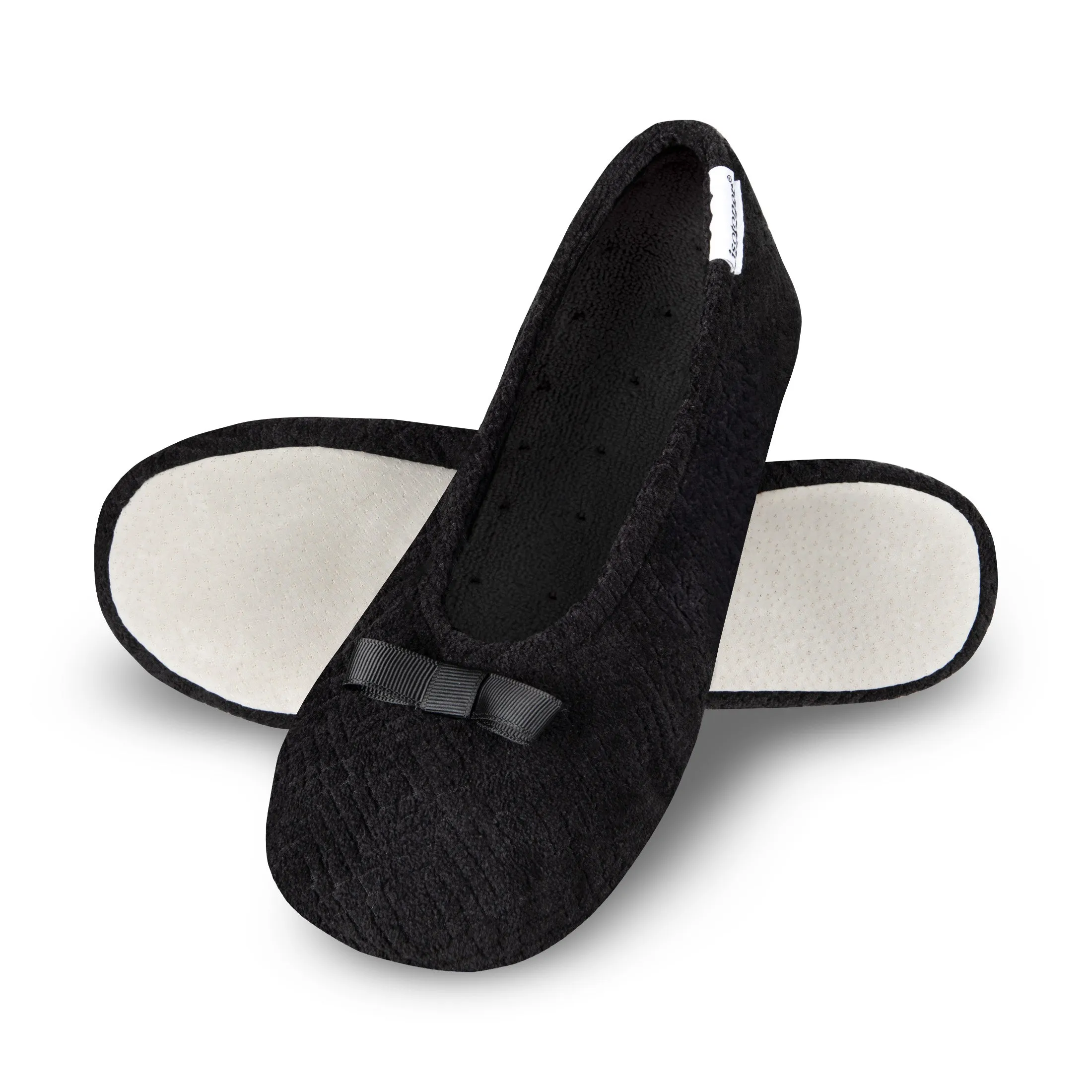 Women's Diamond Microterry Gemma Ballerina Slipper with Memory Foam
