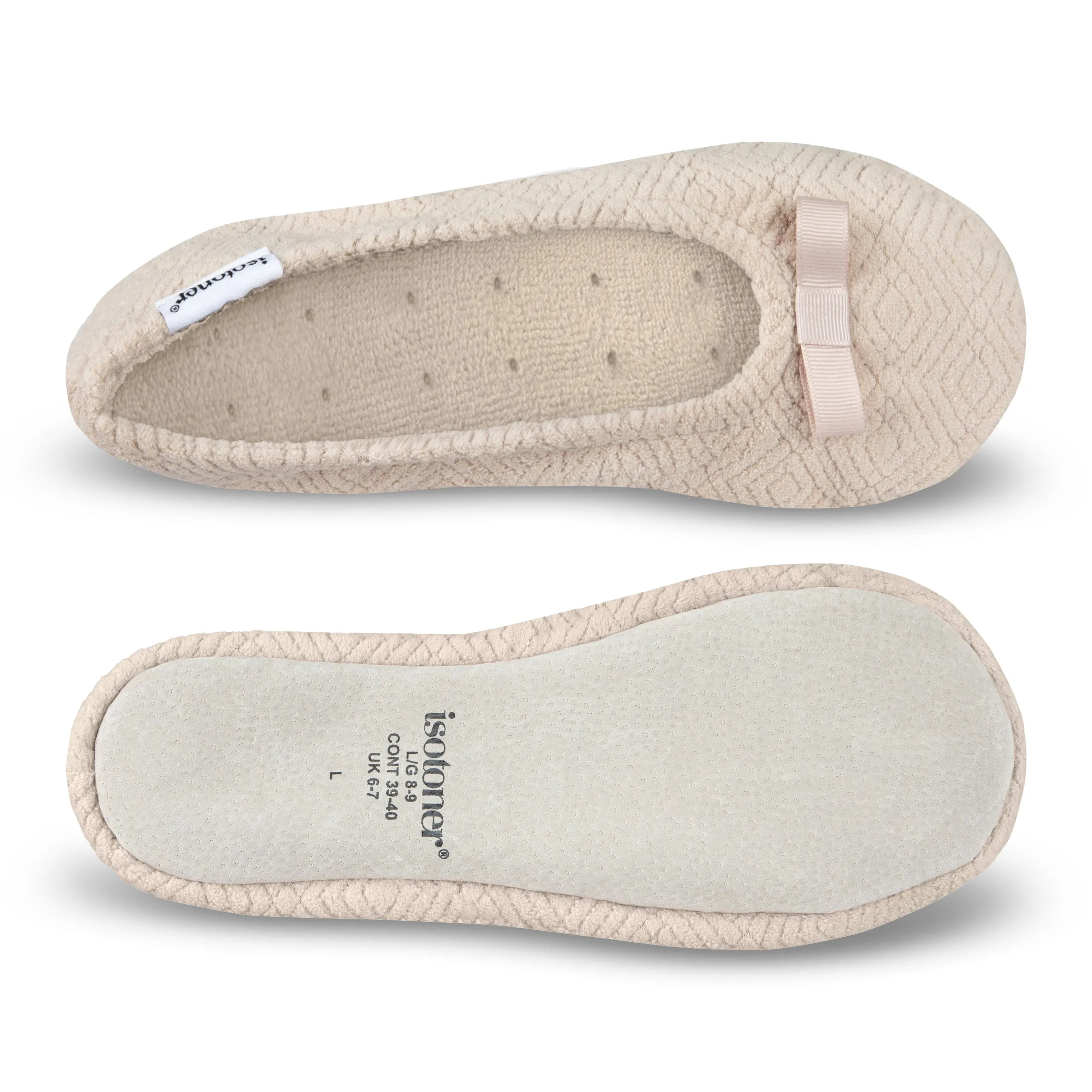 Women's Diamond Microterry Gemma Ballerina Slipper with Memory Foam