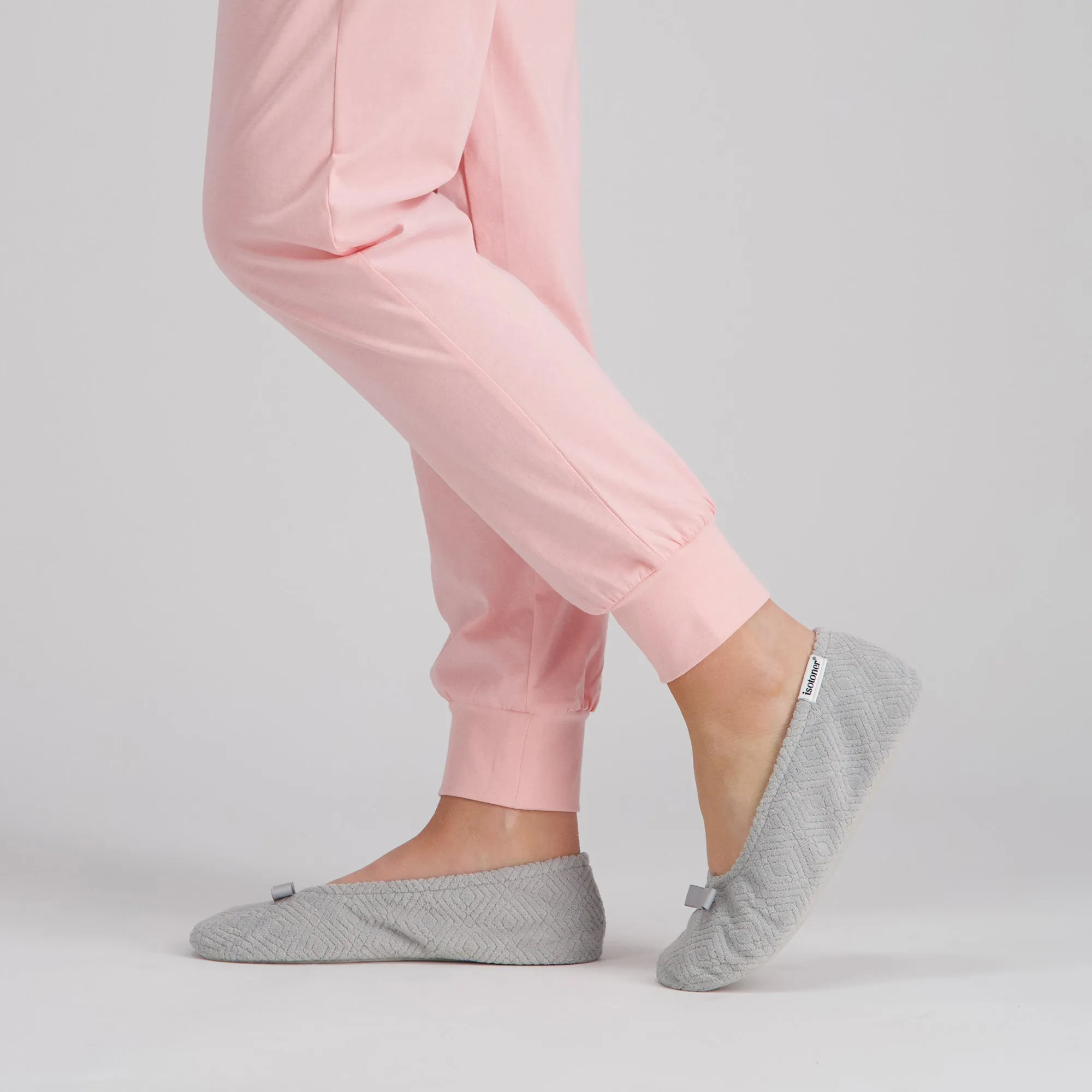 Women's Diamond Microterry Gemma Ballerina Slipper with Memory Foam
