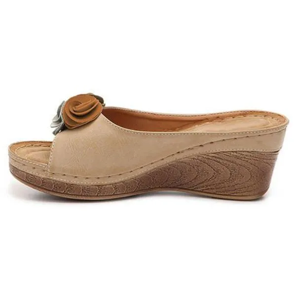 Women'S Vintage Floral Wedge Slippers 30115378