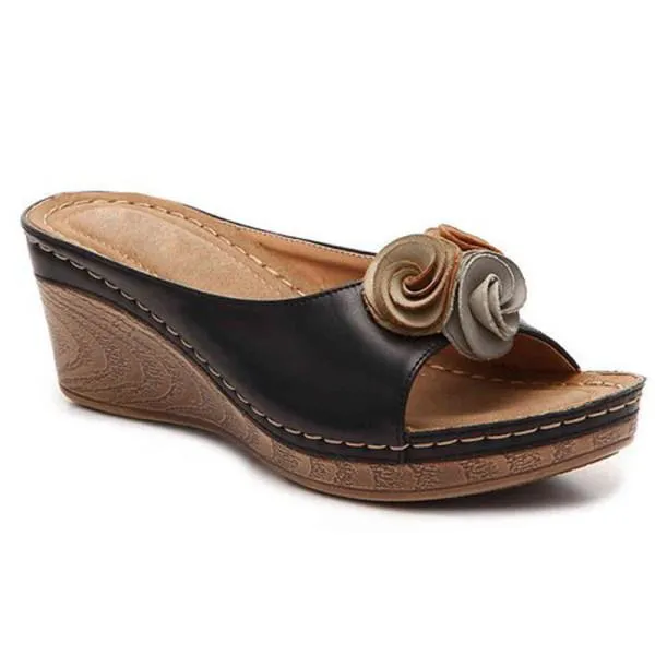 Women'S Vintage Floral Wedge Slippers 30115378