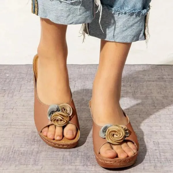 Women'S Vintage Floral Wedge Slippers 30115378