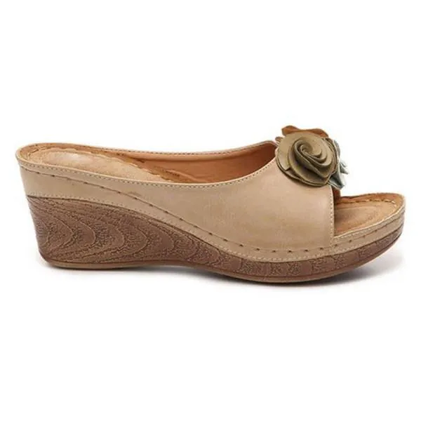 Women'S Vintage Floral Wedge Slippers 30115378