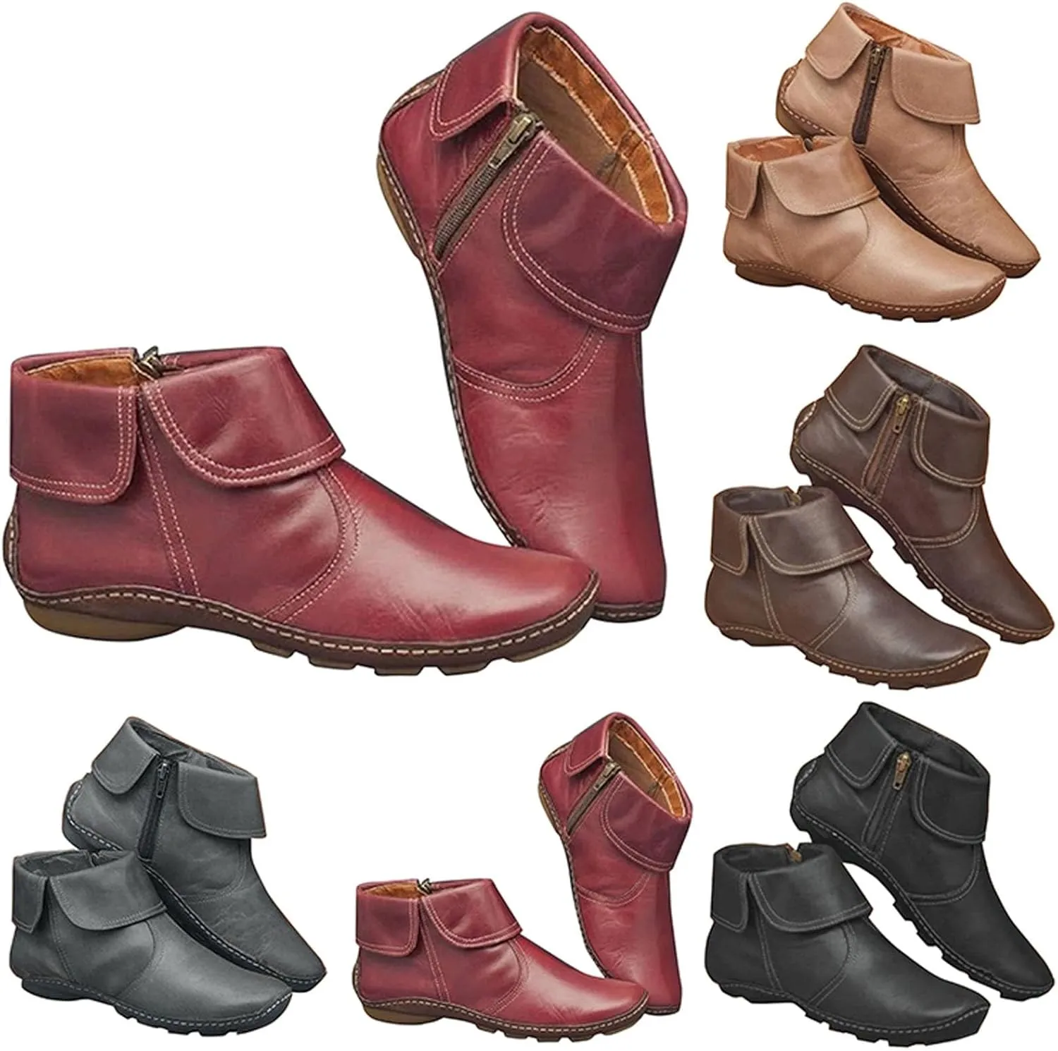 Work Boots for Women Ankle Wide Width Booties Women Womens Boots Ankle Low Heel Mens Casual Boot Solid Color Comfy Casual Pump Closed Toe Stacked Heel