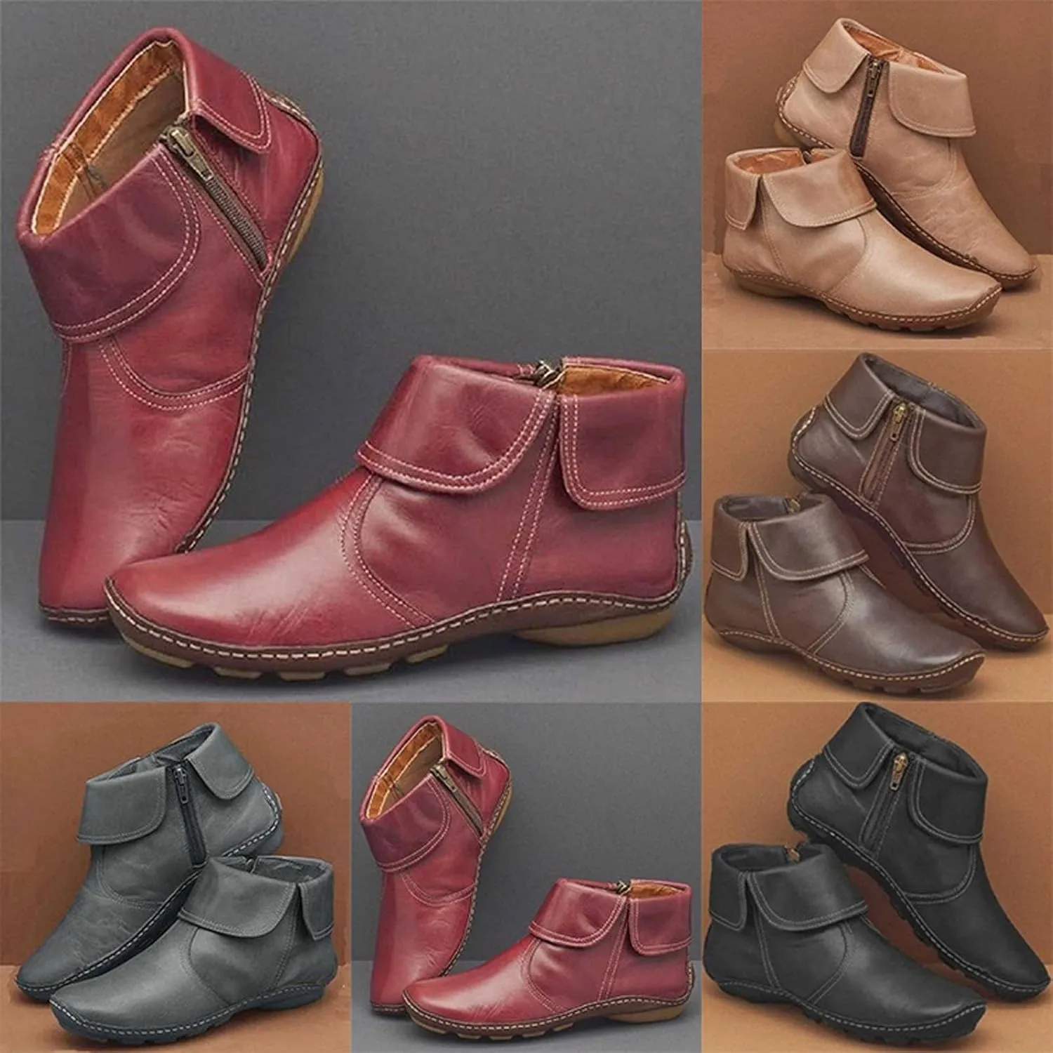 Work Boots for Women Ankle Wide Width Booties Women Womens Boots Ankle Low Heel Mens Casual Boot Solid Color Comfy Casual Pump Closed Toe Stacked Heel