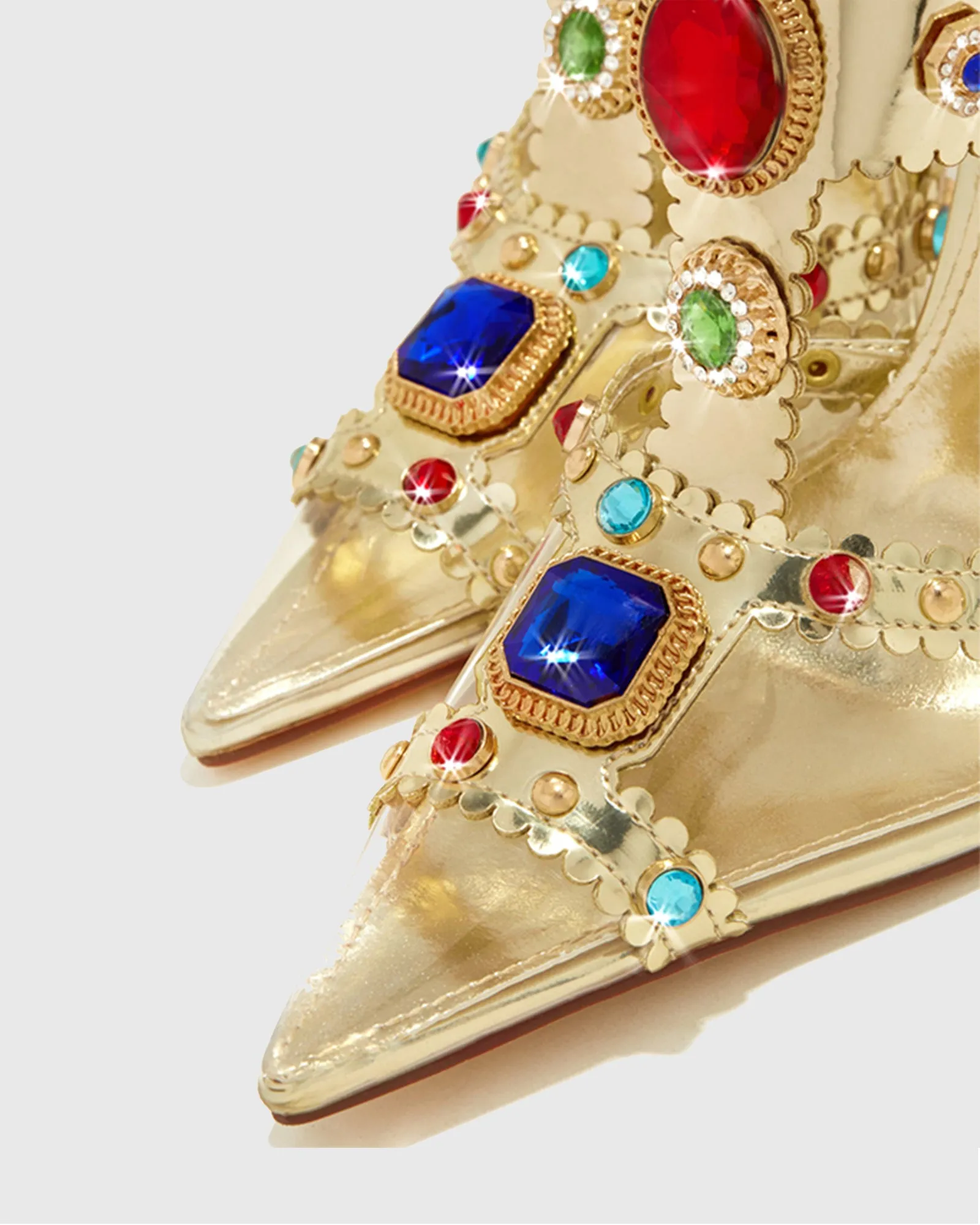 Xaila Rhinestone Embellished Metallic Slippers