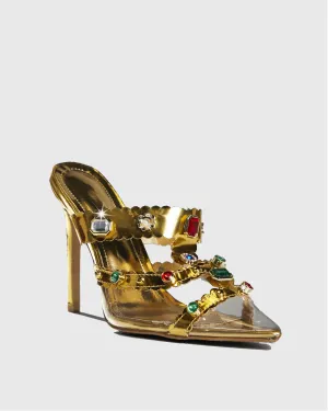 Xaila Rhinestone Embellished Metallic Slippers