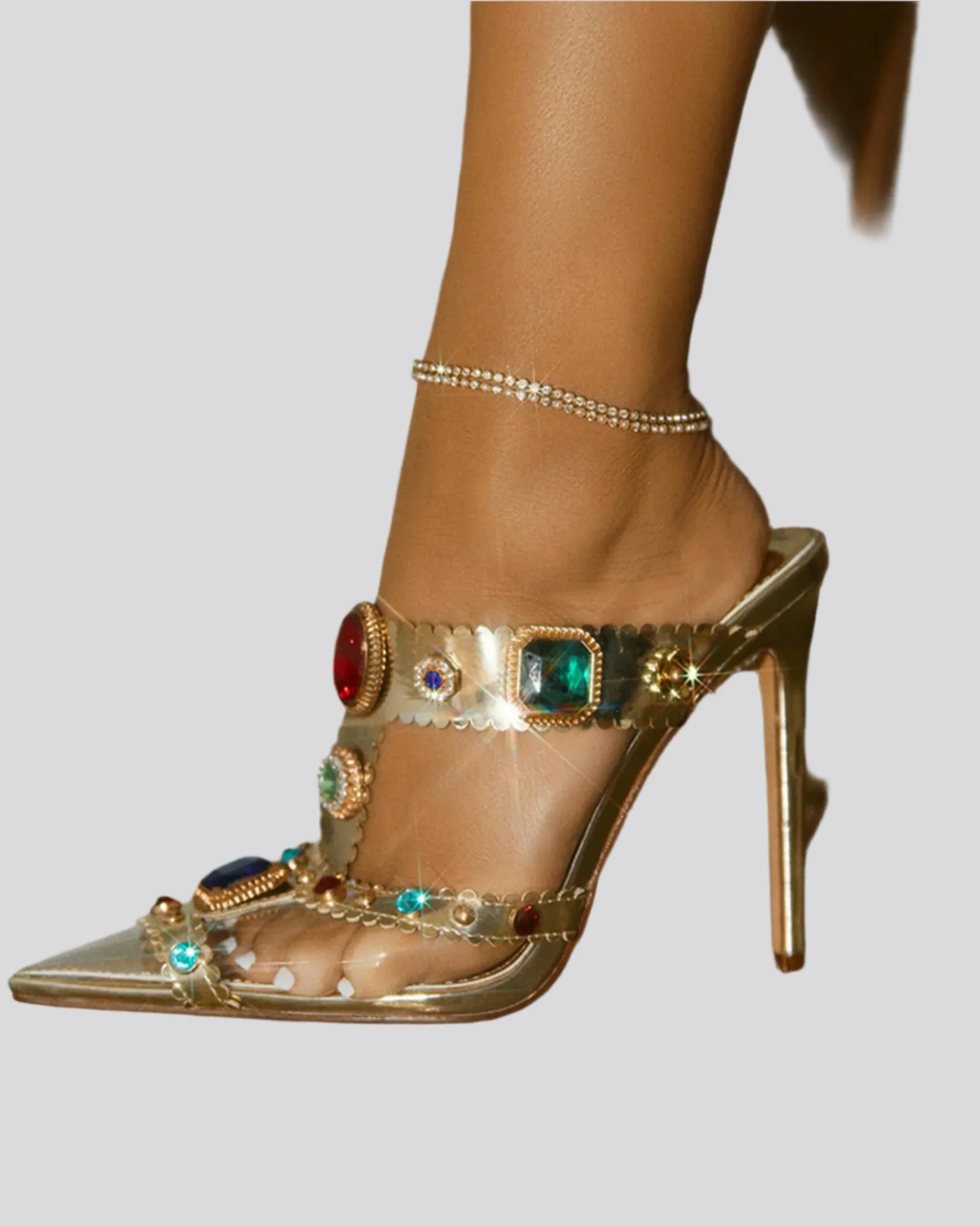 Xaila Rhinestone Embellished Metallic Slippers