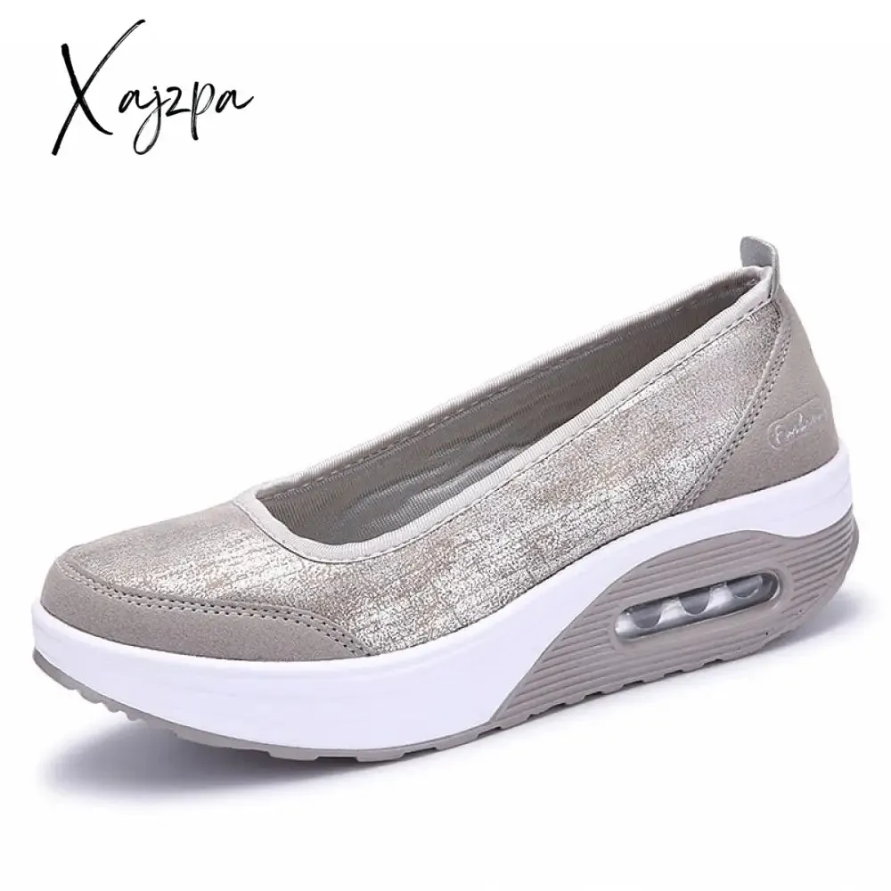 Xajzpa - Women Sneakers Flats Loafers Sweet Shallow Comfort Moccasins Slip-on PU Platform Ladies Vulcanized Shoes Walking Sneakers