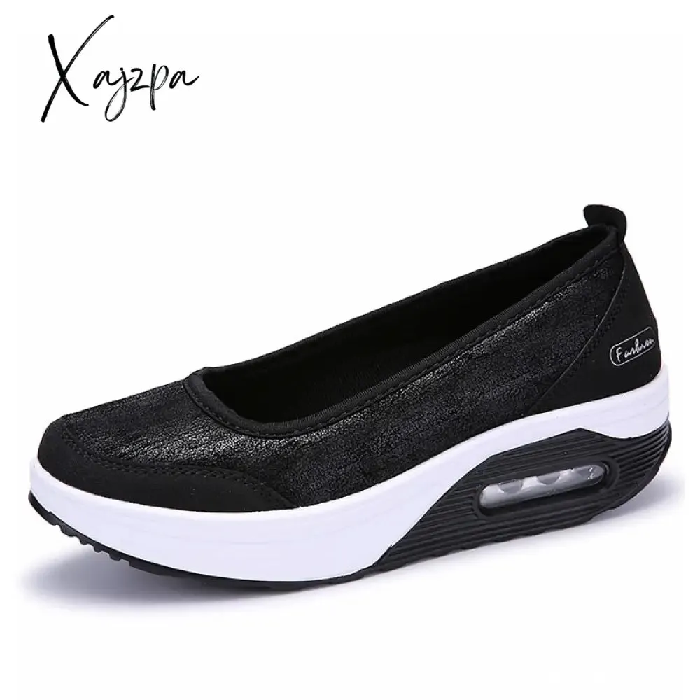 Xajzpa - Women Sneakers Flats Loafers Sweet Shallow Comfort Moccasins Slip-on PU Platform Ladies Vulcanized Shoes Walking Sneakers