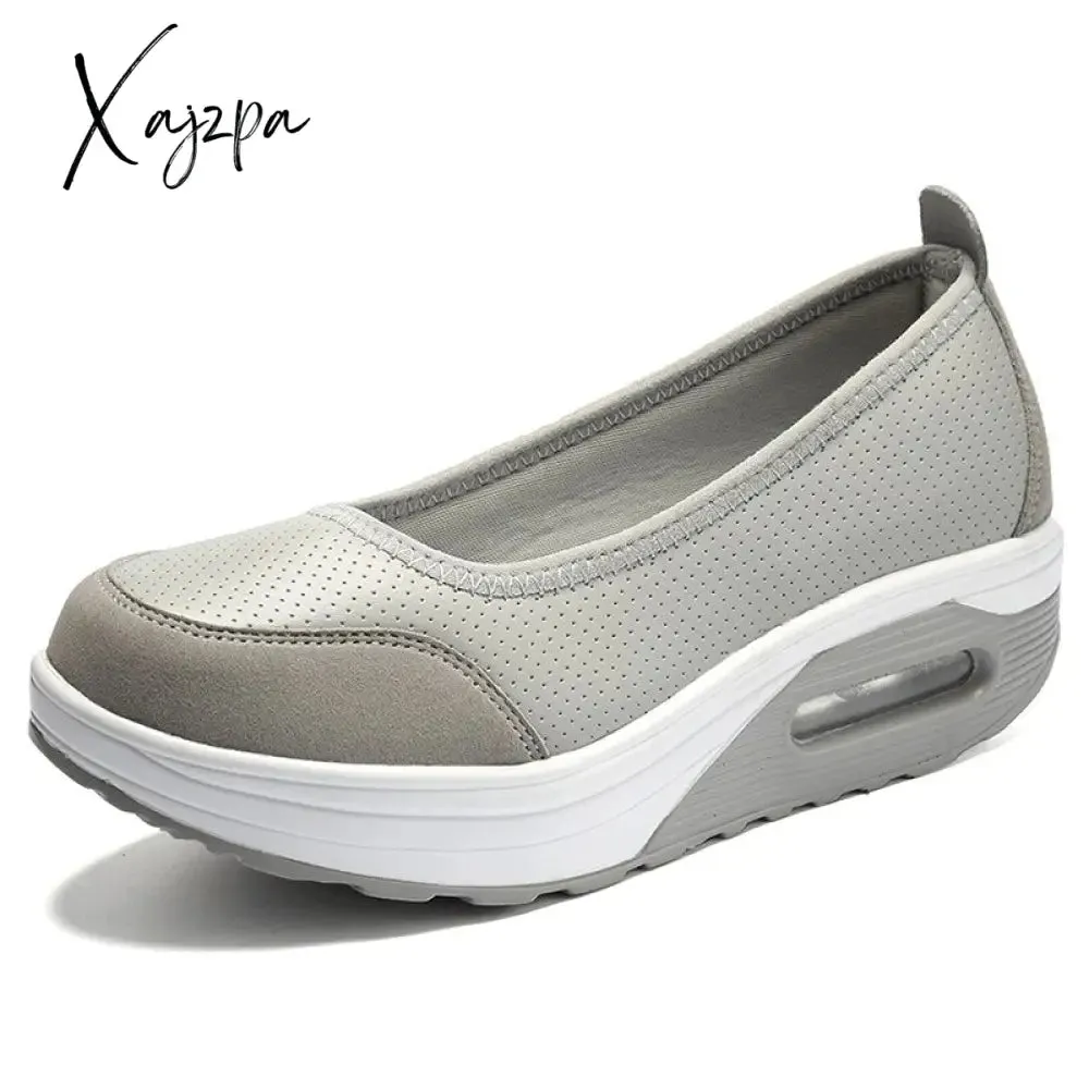 Xajzpa - Women Sneakers Flats Loafers Sweet Shallow Comfort Moccasins Slip-on PU Platform Ladies Vulcanized Shoes Walking Sneakers