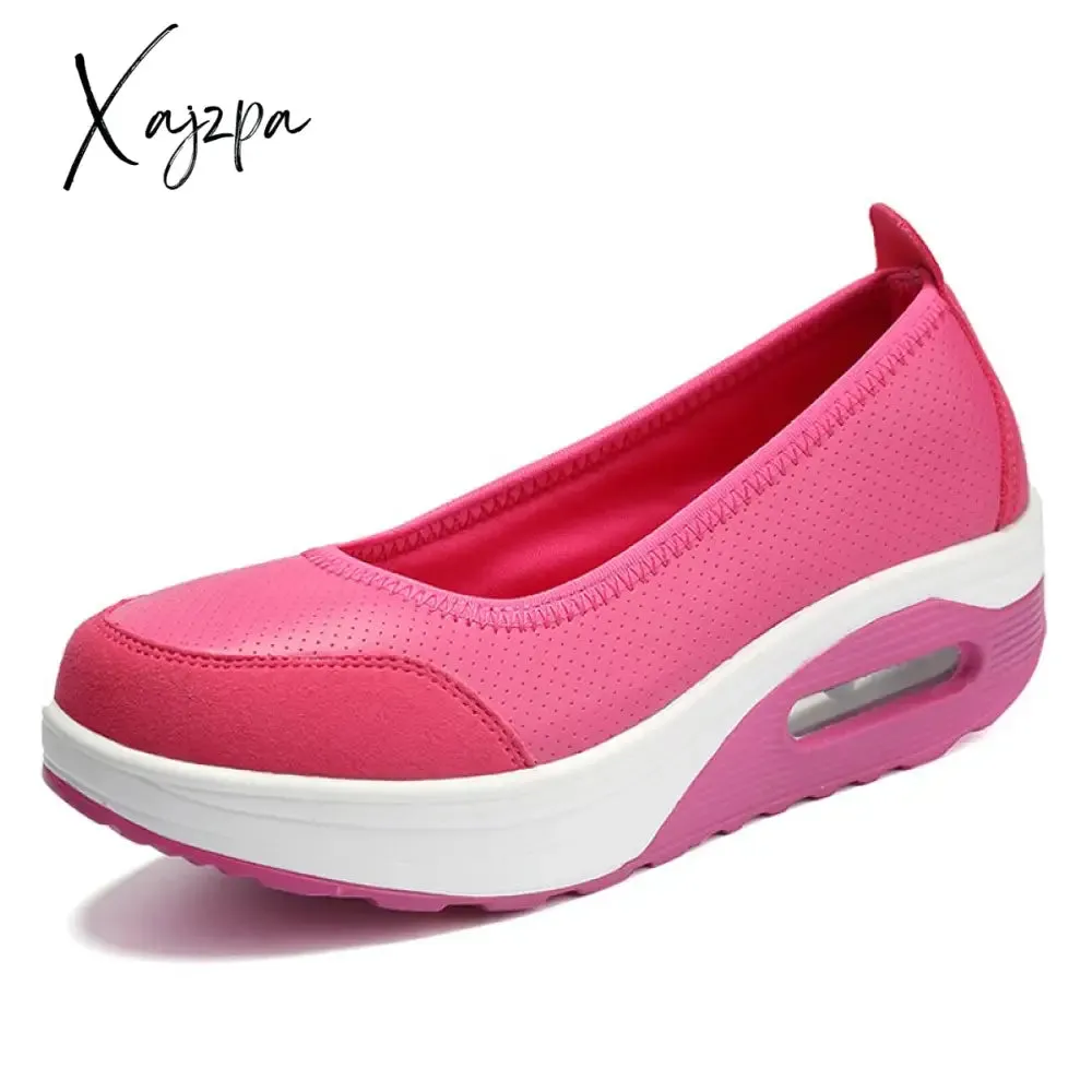 Xajzpa - Women Sneakers Flats Loafers Sweet Shallow Comfort Moccasins Slip-on PU Platform Ladies Vulcanized Shoes Walking Sneakers