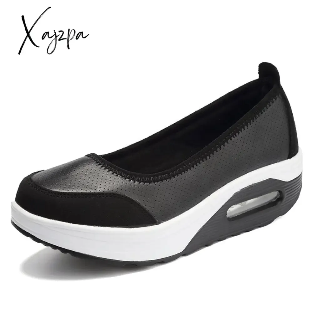 Xajzpa - Women Sneakers Flats Loafers Sweet Shallow Comfort Moccasins Slip-on PU Platform Ladies Vulcanized Shoes Walking Sneakers