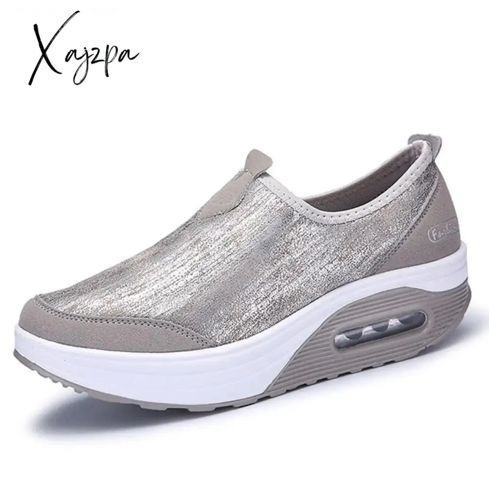 Xajzpa - Women Sneakers Flats Loafers Sweet Shallow Comfort Moccasins Slip-on PU Platform Ladies Vulcanized Shoes Walking Sneakers