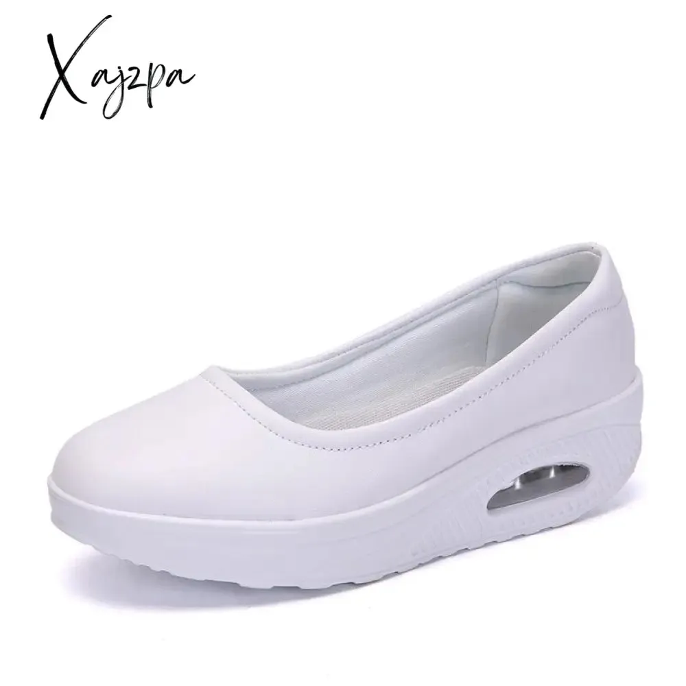 Xajzpa - Women Sneakers Flats Loafers Sweet Shallow Comfort Moccasins Slip-on PU Platform Ladies Vulcanized Shoes Walking Sneakers