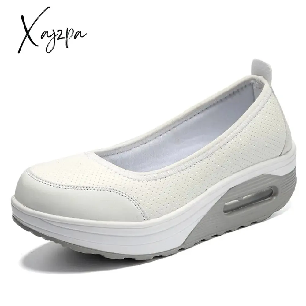Xajzpa - Women Sneakers Flats Loafers Sweet Shallow Comfort Moccasins Slip-on PU Platform Ladies Vulcanized Shoes Walking Sneakers