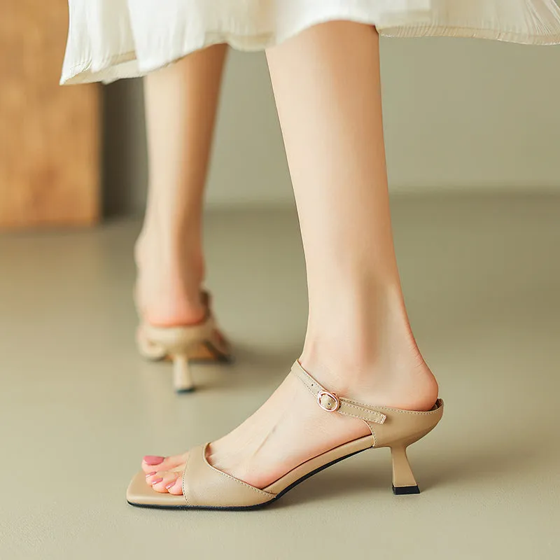 Zora Square Toe Kitten Heel Mules